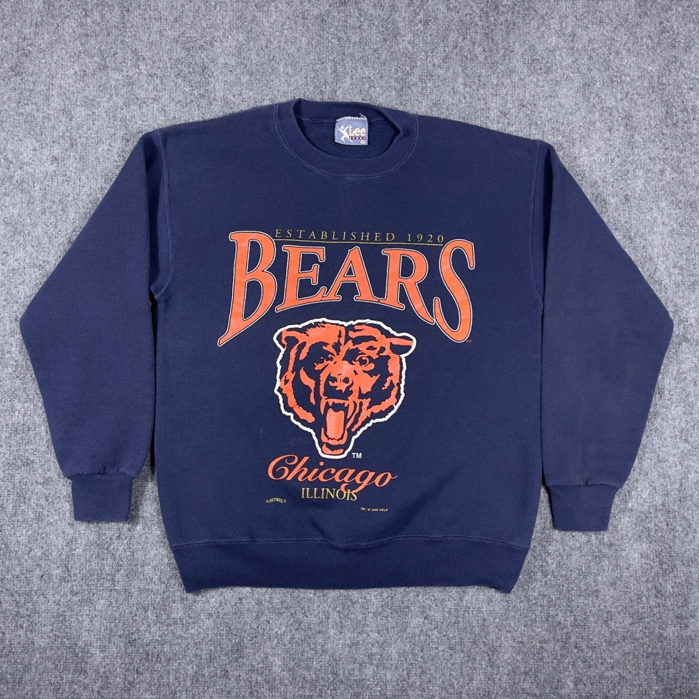 Vintage Chicago Bears Nutmeg Lee Sport Sweatshirt Mens Medium Navy Blue 1995